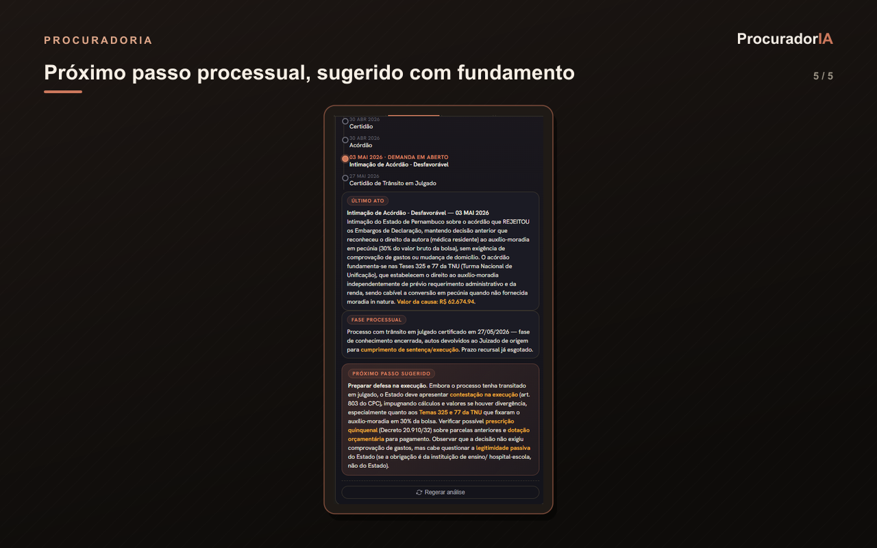 Próximo passo processual sugerido com fundamento
